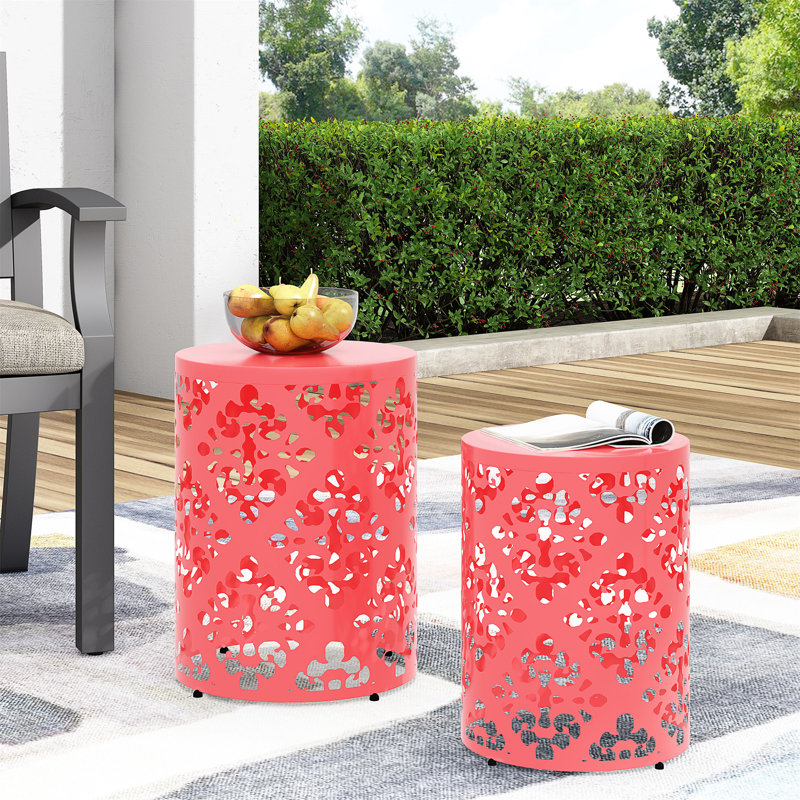 Metal S/2 End Table(Only Including Table), Coral