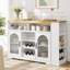 Buffet avec plateau de table extensible et support à vin, table de bar à hauteur de comptoir avec éclairage à DEL de couleur et prise de courant à gauche, armoire à vin mobile sur roulettes-133652459