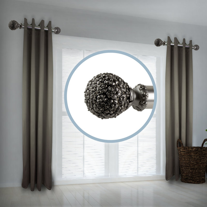 Tringle à rideaux simple Lula Lush, Nickel satiné