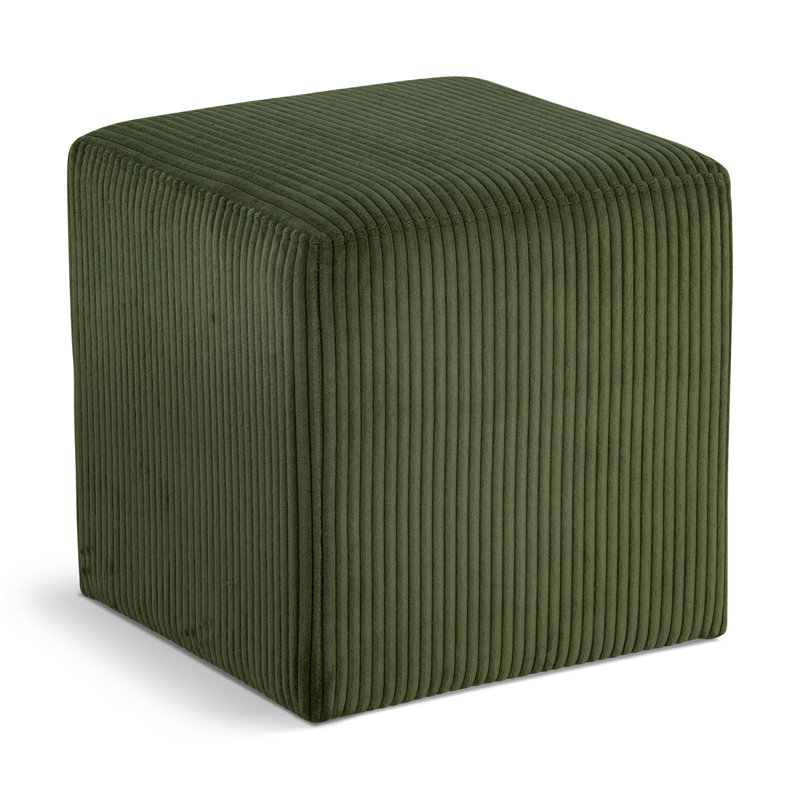 Roy Baber Upholstered Ottoman, Green Microsuede Fabric