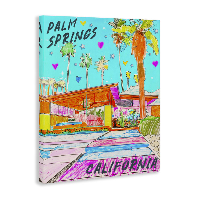 Palm Springs Villa Doodle Canvas Wall Art by Jess Stempel, 48" H x 36" W