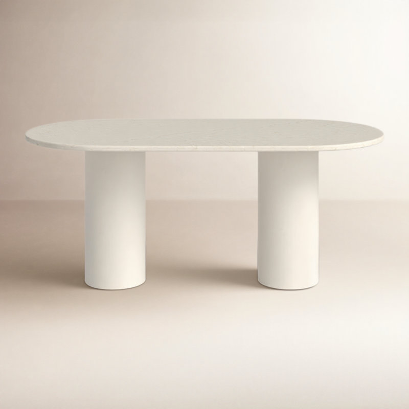 Belle Oval Marble Dining Table, Cream Marble