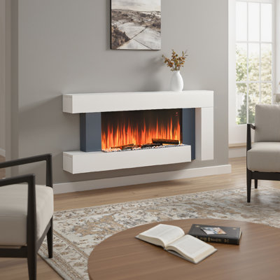 Klingbeil Wade Logan 132 cm W White Electric Fireplace with 5120 BTU