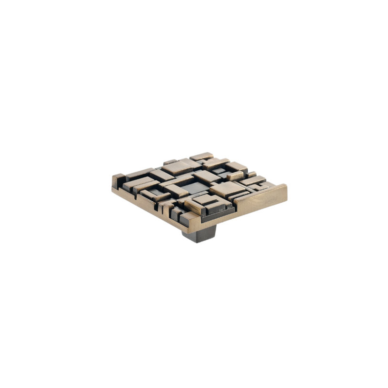 Oversized Offset 2 1/2" Length Square Knob, Antique Brass