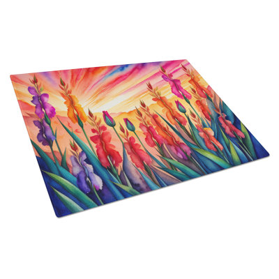 Grande planche à découper en verre Glaïeul de couleur