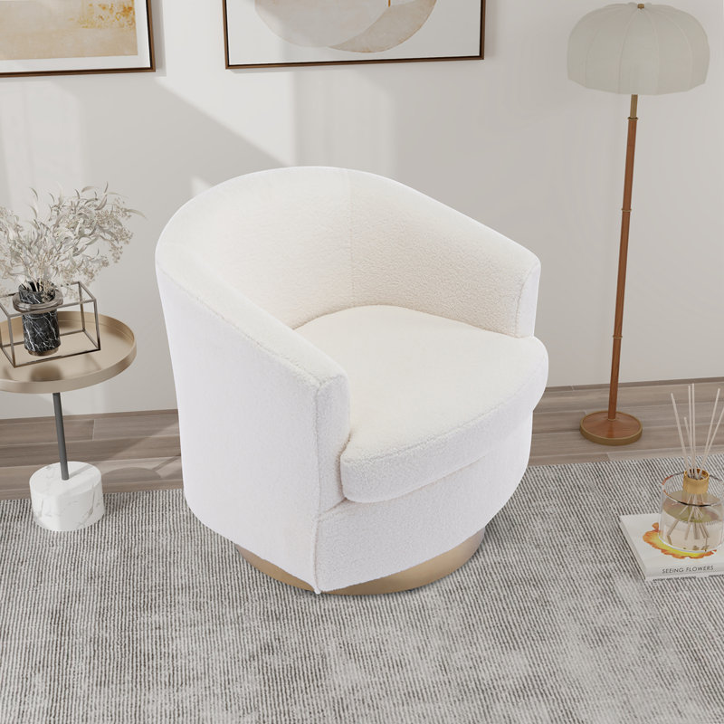 Fauteuil demi-tonneau pivotant Mohun, Bouclé ivoire