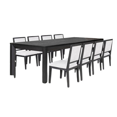 Kizie Dining Table Set, 94-118 Inch Extendable, Wood Chairs