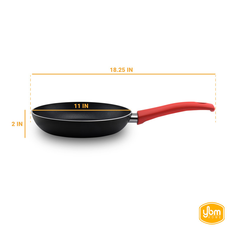 Poêle à frire anti-adhérent home ybm, 11 po, Rouge
