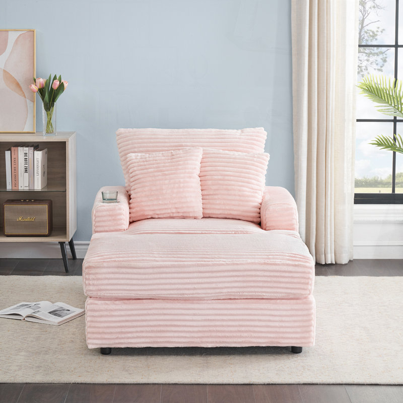 Ensemble de fauteuils avec repose-pieds et repose-pieds de 39 pouces - canapé simple confortable, Rose