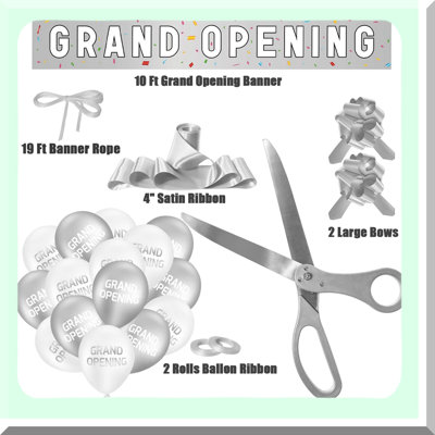 Grand Opening Decoration Kit with Ribbon, Banner, Balloons