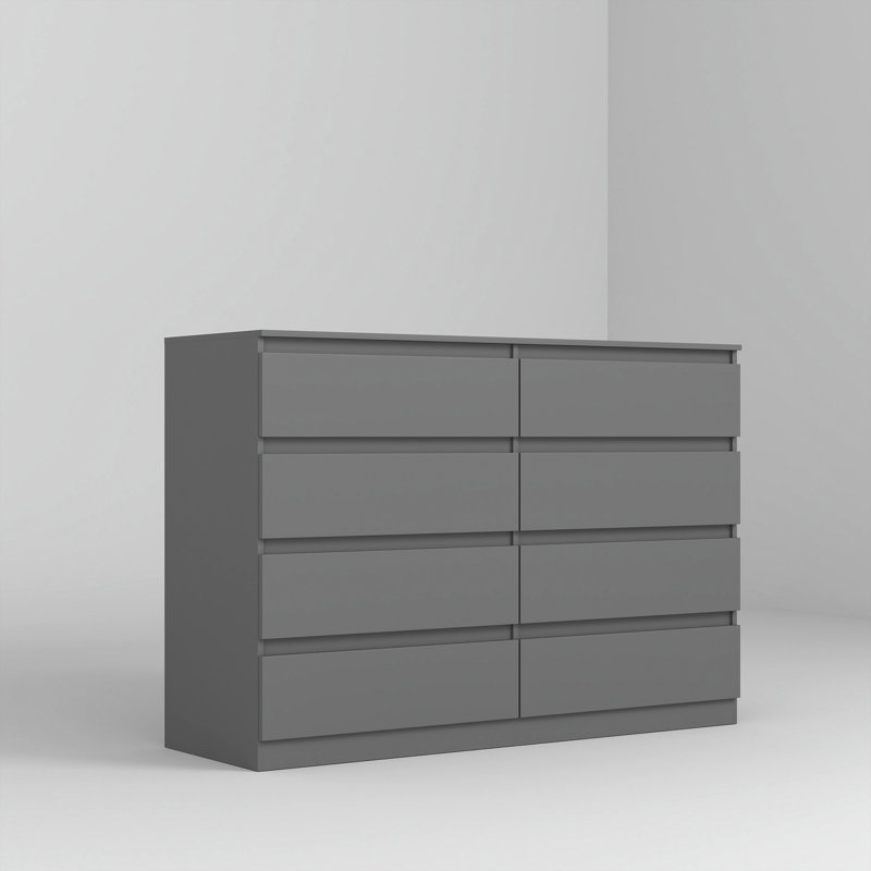 8 Drawers Double Dresser, Gray