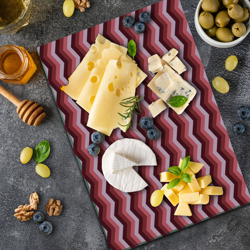 Planche à découper Ambesonne rose grande taille moderne zigzag bourgogne rubis corail