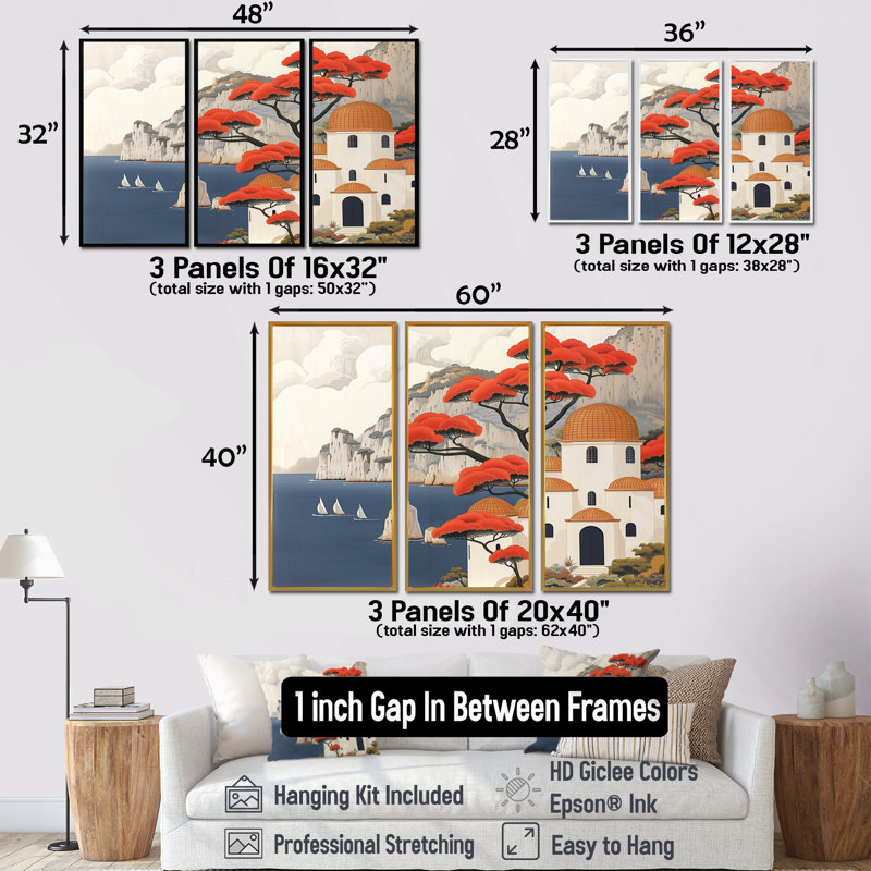 Ambriel - Italie, ensemble de reproductions d'art mural, Toile avec cadre flottant noir, H 28 po x l 12 po x P 1 po