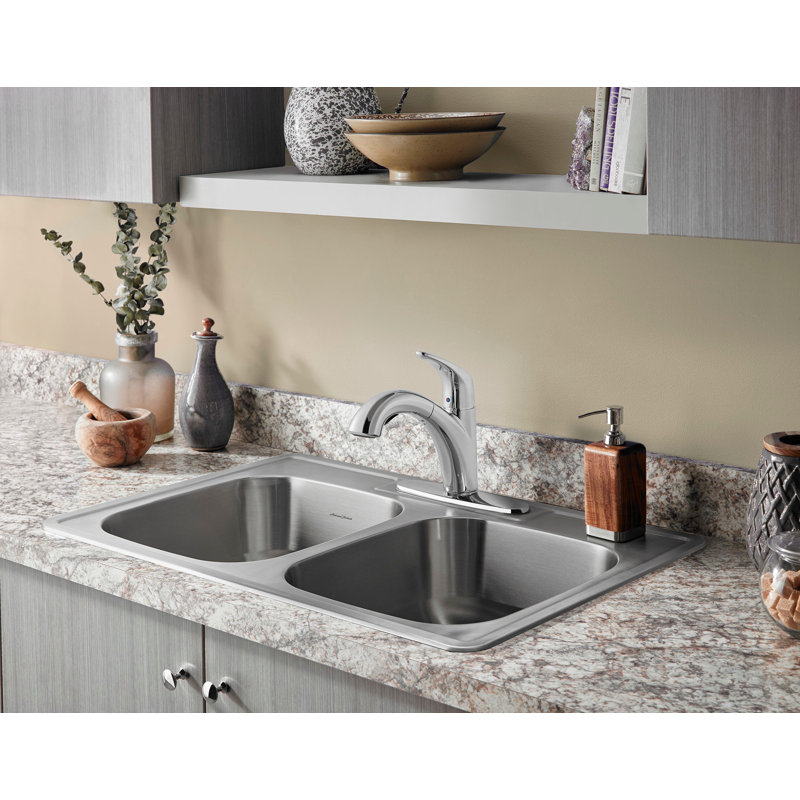 Polished Chrome Pull-Out Kitchen Faucet with Lever Handle