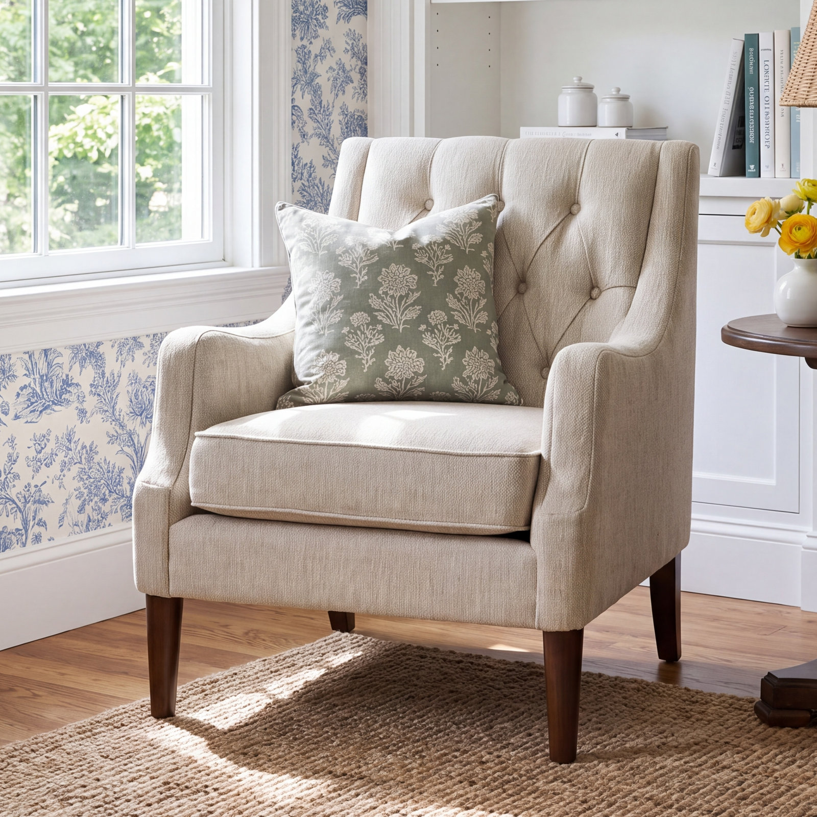 Anatonia Wingback Chair, Beige
