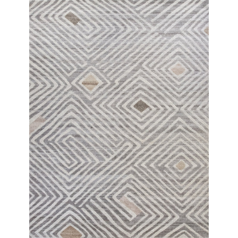Tapis brun clair et muscade de haute qualité noué à la main, Rectangle 9 pi x 12 pi
