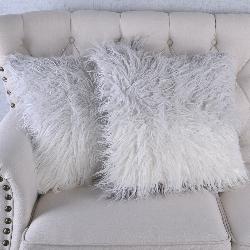 Mongolian Tip Dyed Square Pillow Cover, Gray