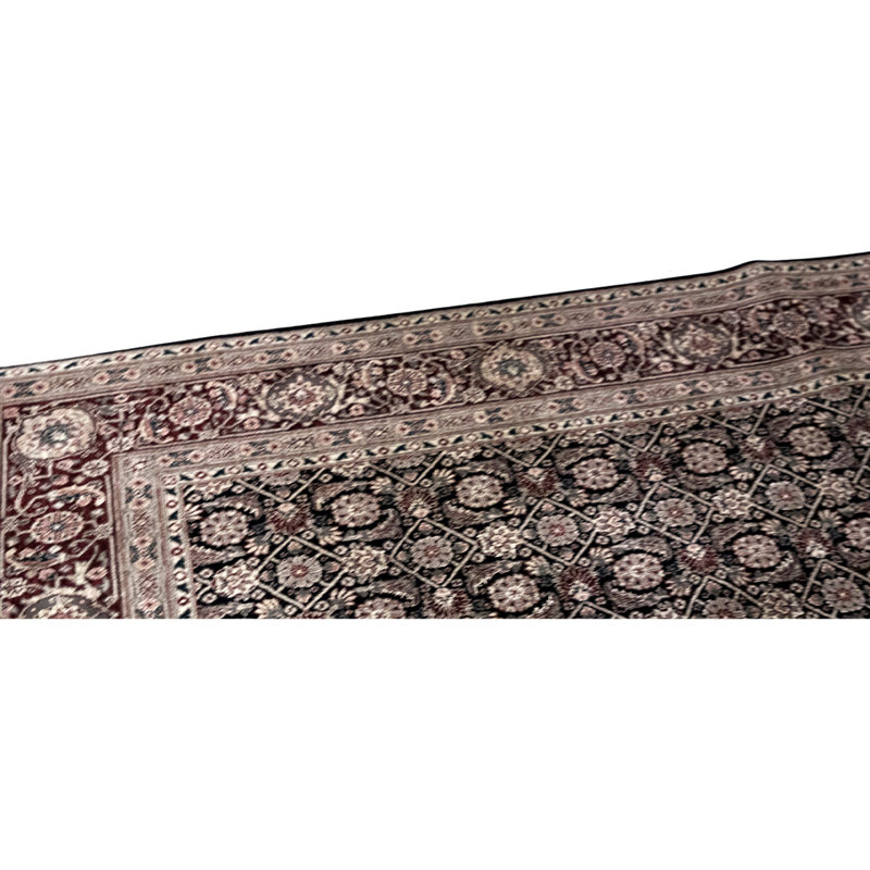 Tapis unique vin / noir / beige noué à la main de haute qualité