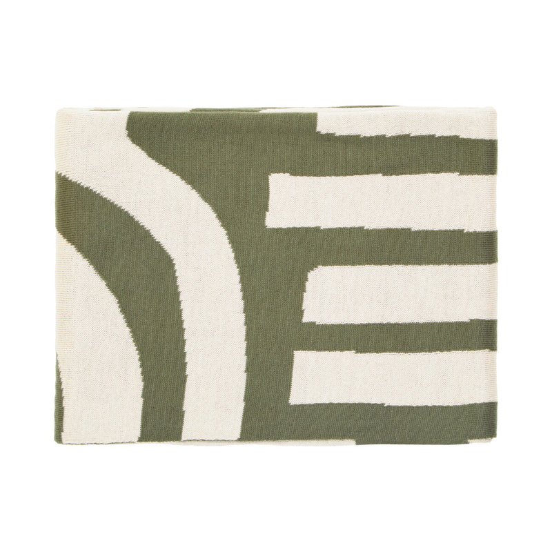 Bosie Machine Woven Throw Blanket, Beige/Green