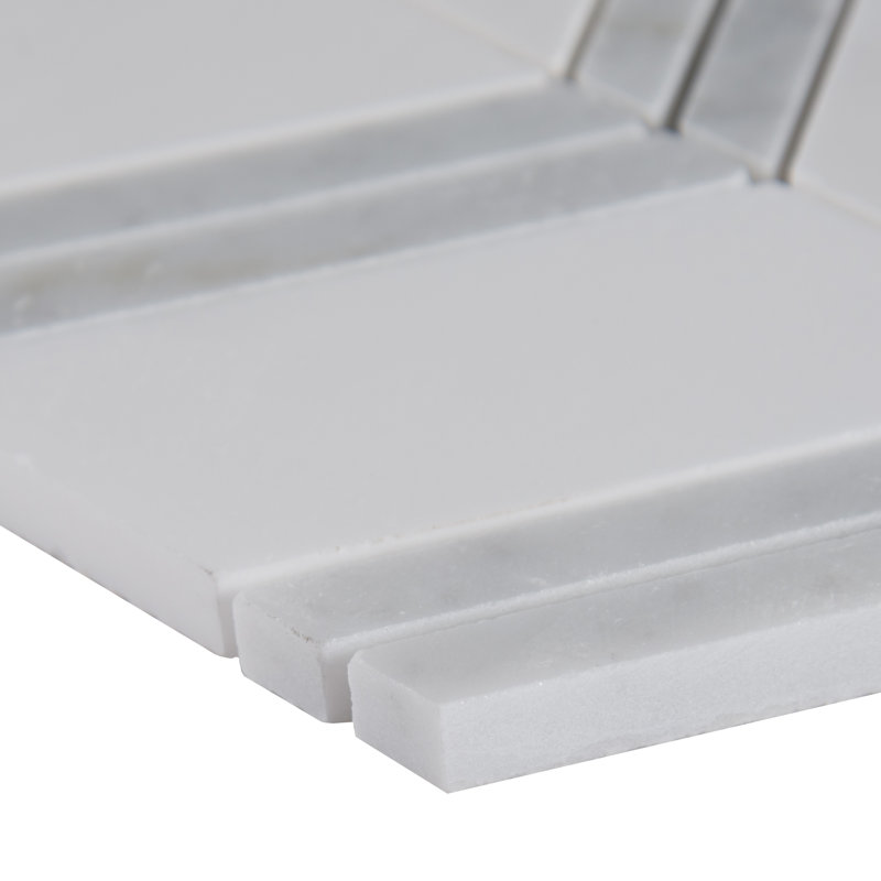 Calabria Frost Chevron 12 in. x 12 in. Polished Marble Mosaic Floor and Wall Tile