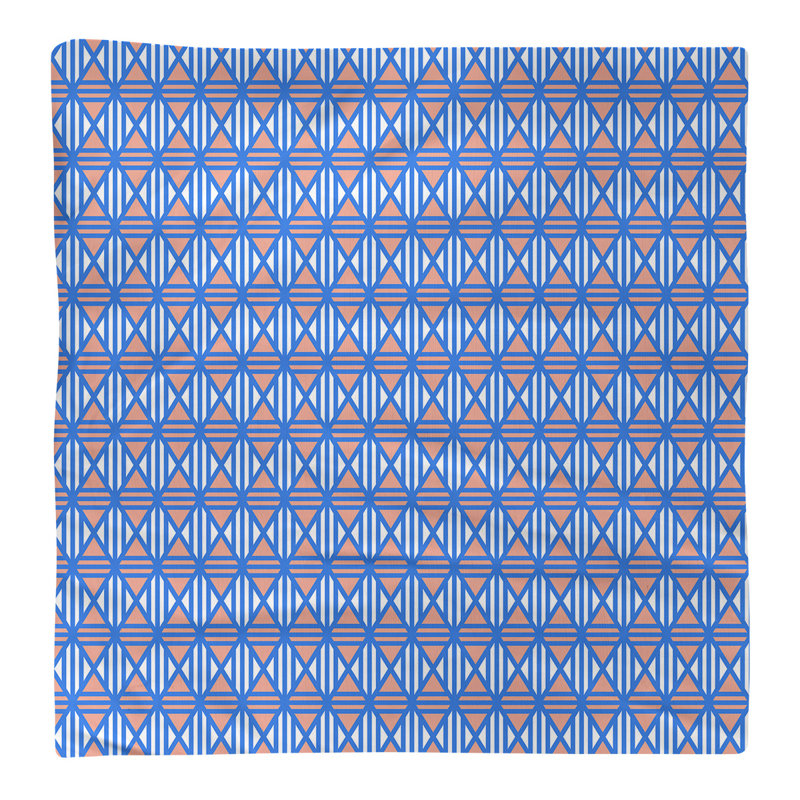 Serviette en coton à losanges doublés, H 0,1 po x l 22 po x P 22 po, Bleu / Orange, Sergé de polyester