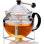 OVENTE Glass Teapot with Removable Stainless-Steel Infuser for Blooming Tea and Loose Leaf, 17oz Borosilicate Glass Tea Maker Perfect for Personal and Everyday Use, Clear FGH17T