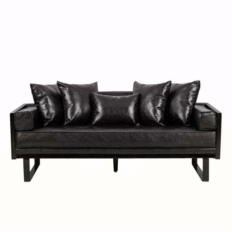Causeuse contemporaine en similicuir avec port USB, appui-tête réglable et accoudoir de rangement pour un confort et un style modernes.