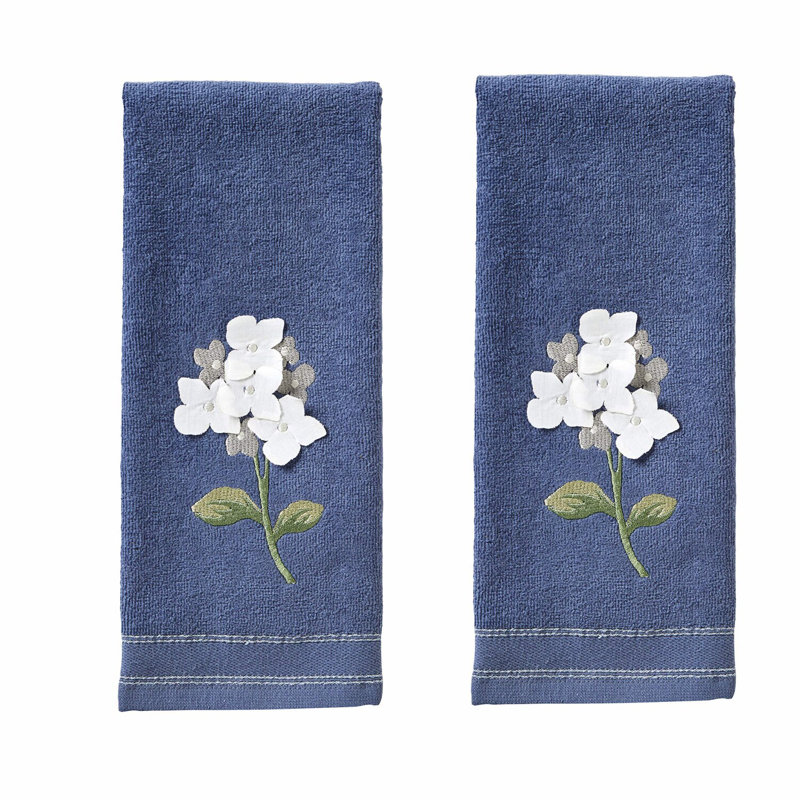 Blue Blossom Farmhouse Hydrangea Hand Towels - 2 Pack, 16x25