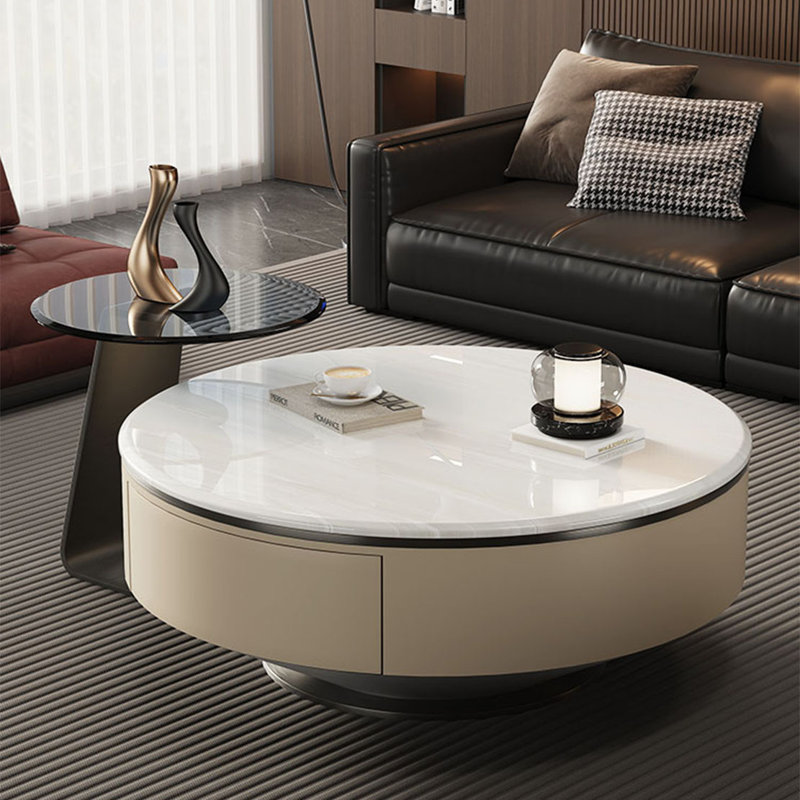 Ensemble de tables basses rondes en marbre, H 15,7 po x L 35,4 po x l 35,4 po