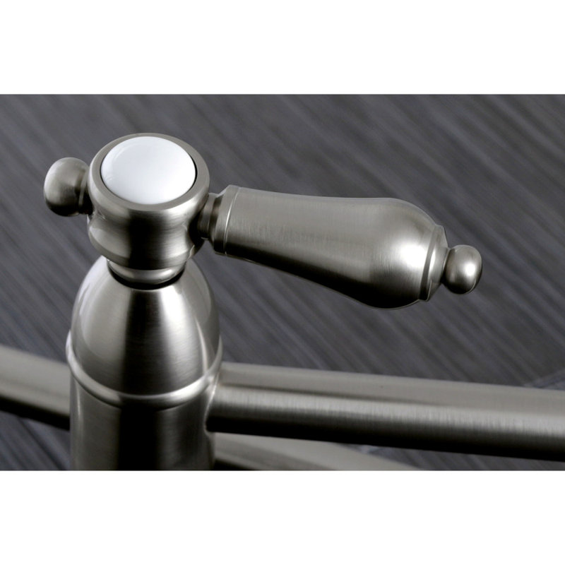 Kingston Brass Heirloom Two-Handle 1-Hole Wall Mount Pot Filler Faucet, Brushed Nickel