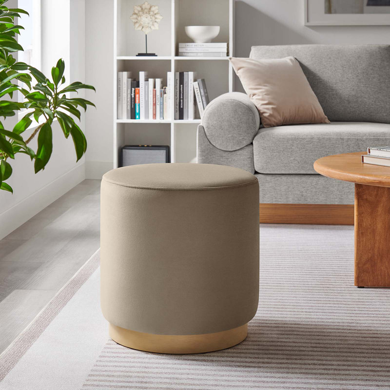 Modway Tilden Upholstered Ottoman, Taupe Velvet