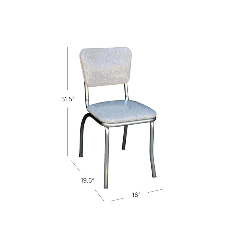 Chaise de salle à manger rembourrée rétro, Gris glace craquelé