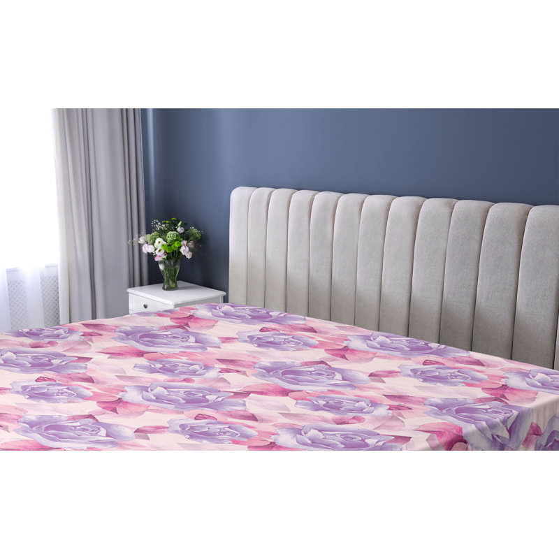 Drap-housse Ambesonne, Magenta, bleu, violet, rosé / floral, Drap-housse très grand californien