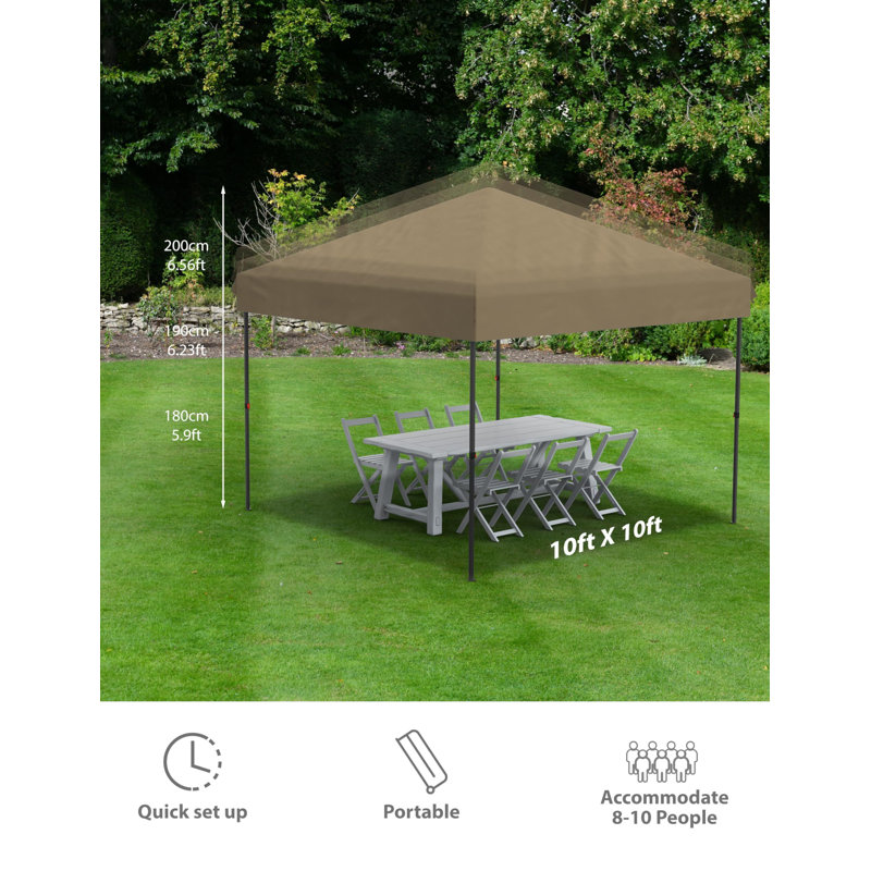 Feet Instant Pop-Up Canopy Tent, 1 Removable Sidewalls Rectangular, Beige