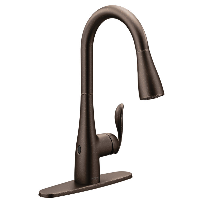 Robinet de cuisine à poignée simple Moen Arbor MotionSense Wave avec technologie Power Clean, Bronze huilé