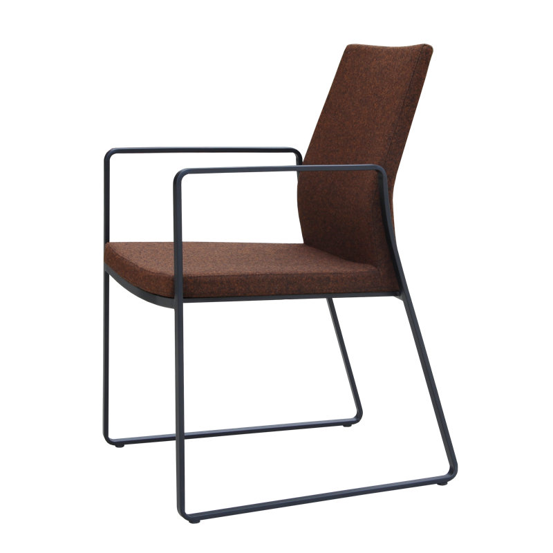 Pasha Sled Arm Chair, Black, Silver Wool