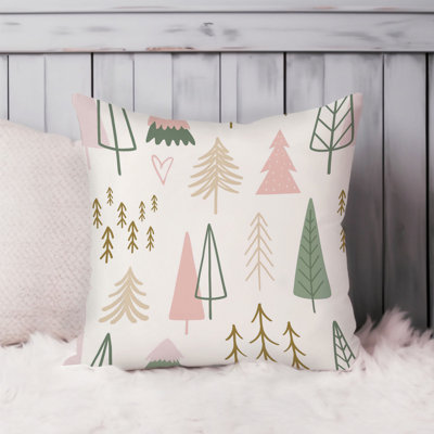 Holiday Christmas Tree Dreams Pattern II Modern Throw Pillow Cover