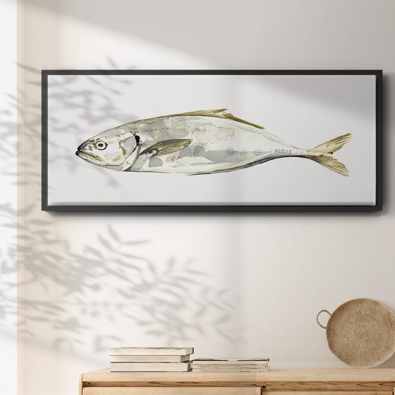 Silver Fish IV- Framed Canvas, 20" H x 50" W