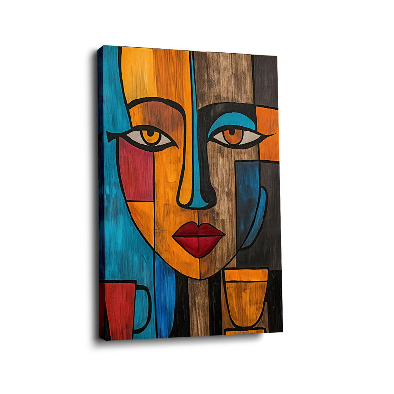 «Modern Face» avec bloc de couleur et grain de bois «Modern Art», 18 * 12 pouces (45 * 30 * 2cm)