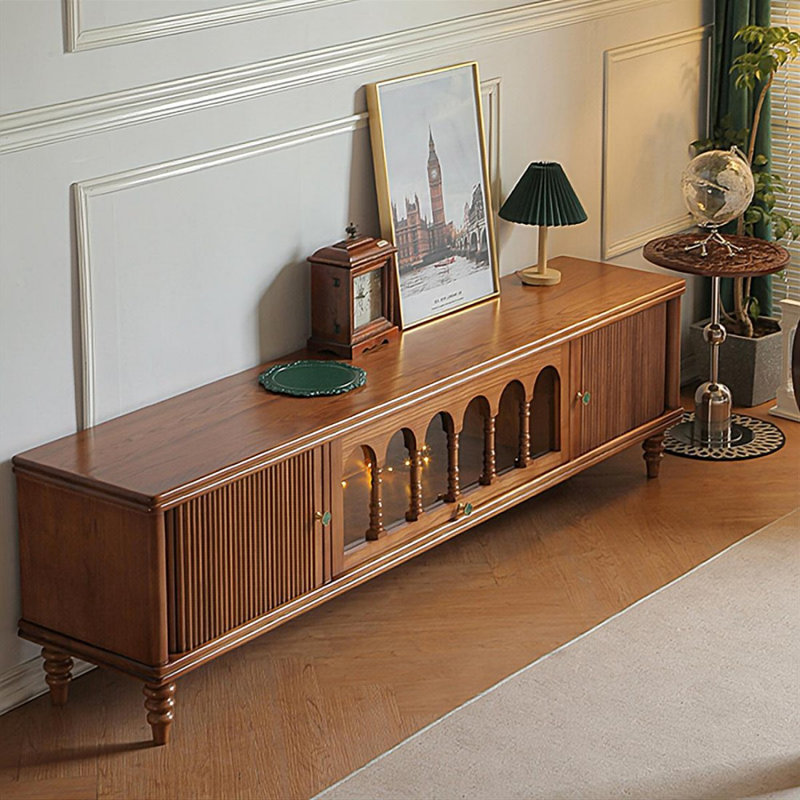Meuble télé rétro en bois massif brun, H 21,65 po x L 78,74 po x l 15,75 po