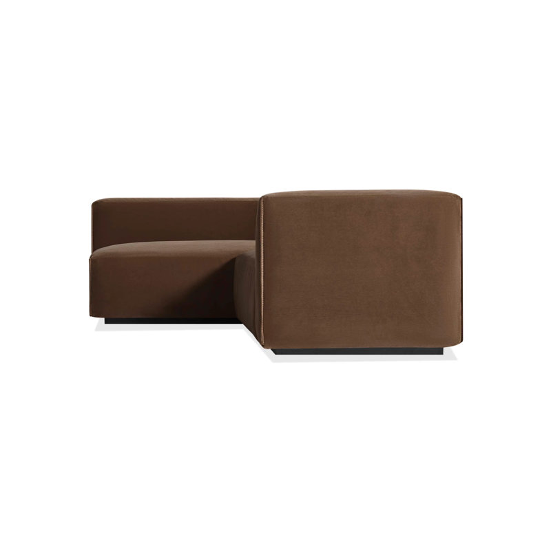 Cleon Modular Sectional, Coffee Velvet Polyester Blend, Right Hand Facing