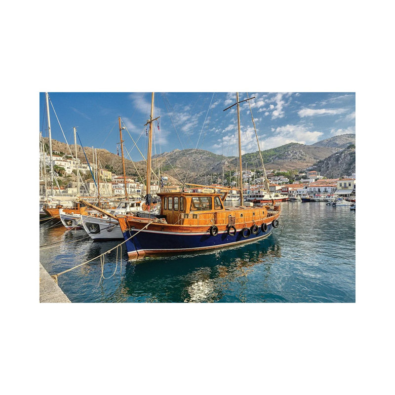Hydra Harbor by Zoe Schumacher - No Frame Print on Canvas, 20.32 cm H x 30.48 cm W