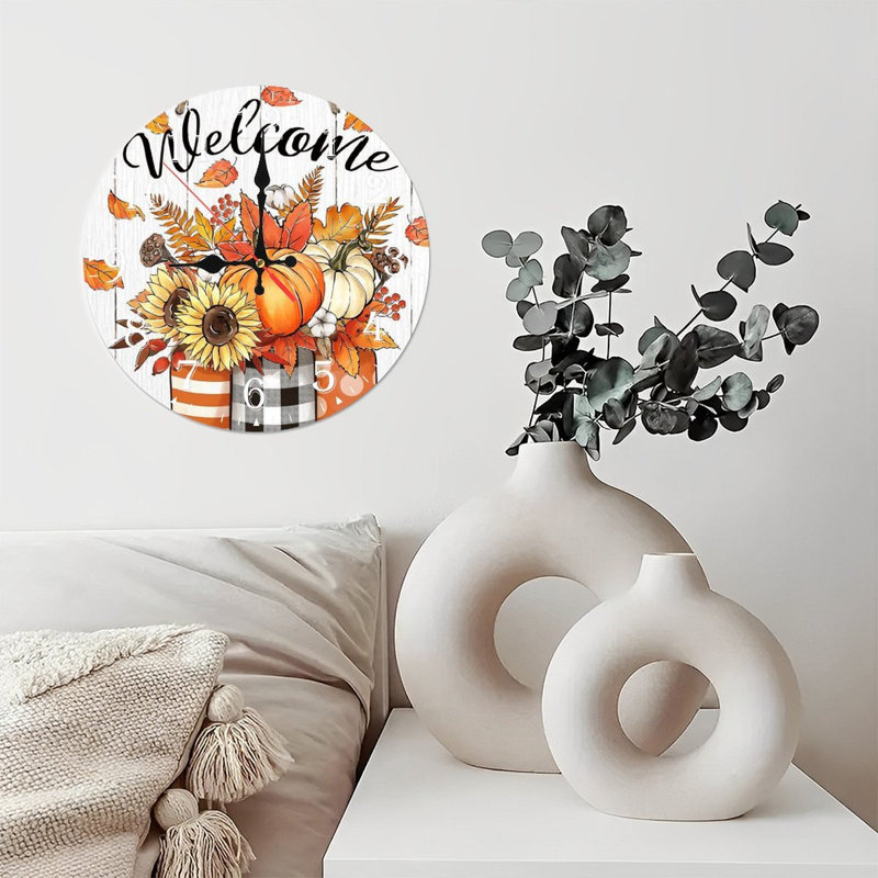 Horloge murale en bois 10 po, mouvement silencieux, à piles (piles AA non incluses), décor artistique, parfait pour les décorations