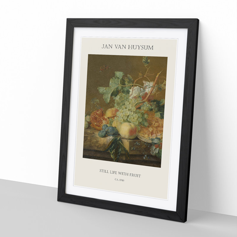 Still Life With Flowers And Fruit Vol.8 by Jan Van Huysum - Single Picture Frame Print, Black Framed, 36cm H x 27cm W x 2cm D