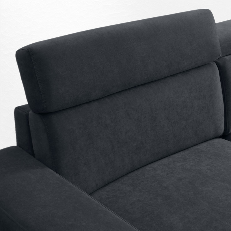 Causeuse rembourrée Cadia, 100 % polyester noir