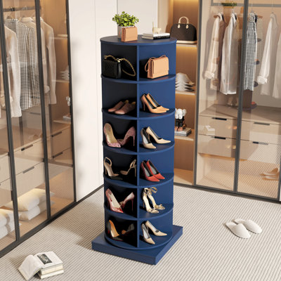 Blue 360 Rotating Shoe Cabinet 6 Layers