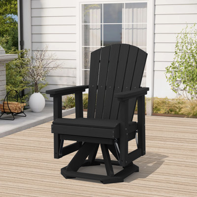 Plastic HDPE Resin Rocking Glider Chair Adirondack Swivel Outdoor Rocking Chair In Black