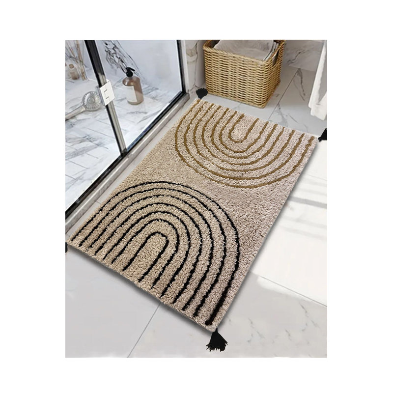 Tapis de bain luxueux en coton, 100% coton, 23,6 po x 39,4 po | Épais 21,1 oz / m², hauteur de poils de 0,2 à 0,5 po | Pois antidérapants, antibactérien et lavable à la machine | Beige élégant, parfait pour la décoration de salle de bain
