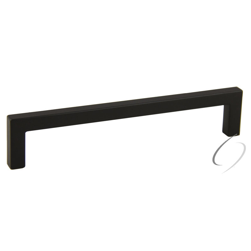Modern Square 6 3/10" Centre to Centre Bar Pull, Matte Black, 6 3/10"