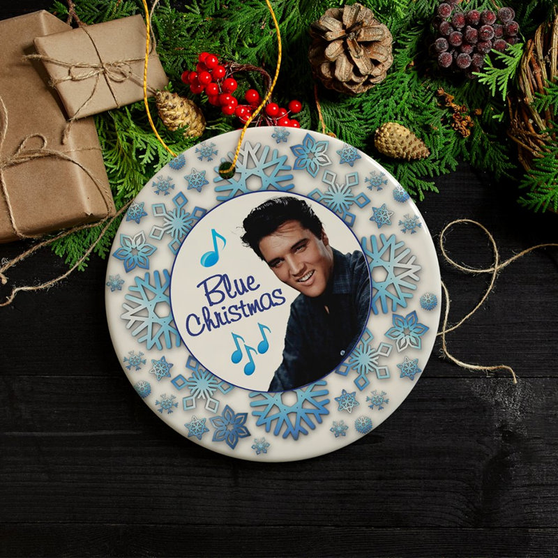 Ornement bleu Elvis de Noël